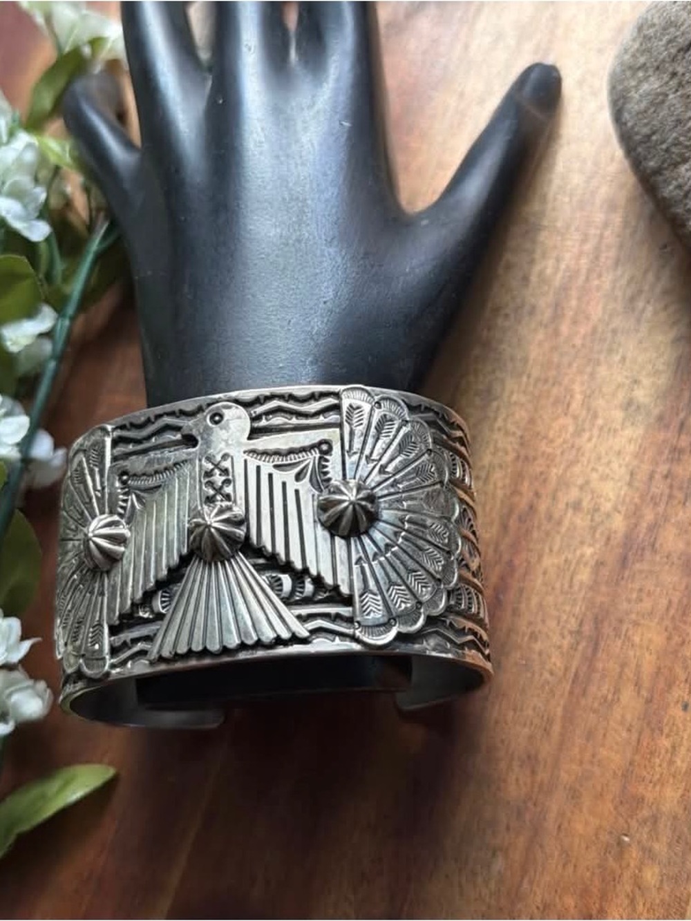 Sunshine Reeves Sterling Silver Thunderbird Cuff Bracelet Navajo Gift - Picture 9 of 12